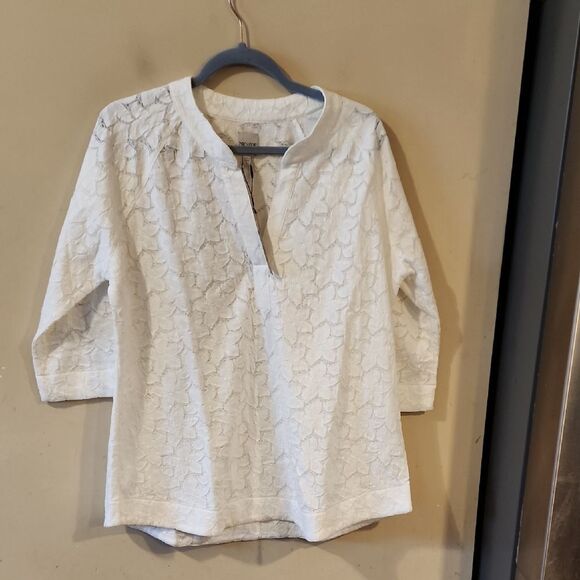 White Lace Blouse Nic&Zoe NWT large - Picture 1 of 5
